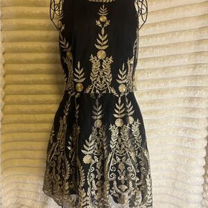 Altar'd State Black Dress with Gold Embroidery new with tag